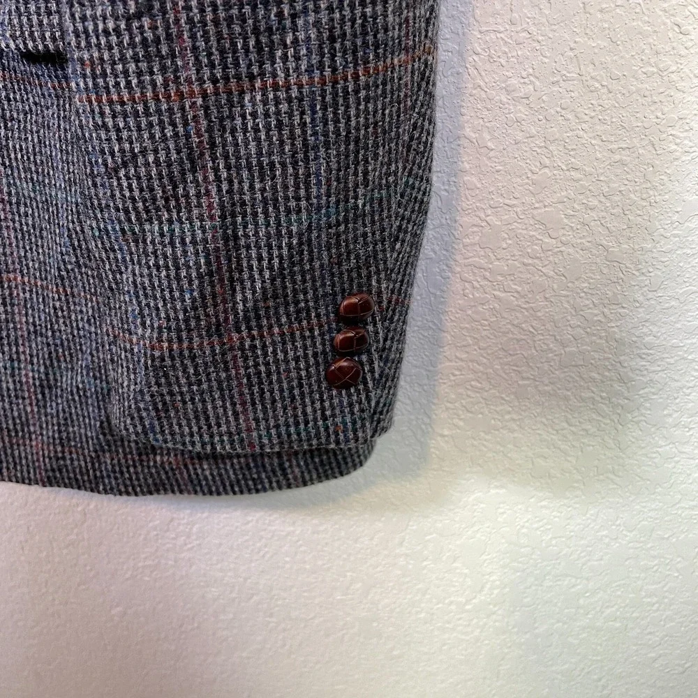 Hunter‎ Haig Blazer Coat Men's Multicolor Button Up Long Sleeve 100%Pure Wool
